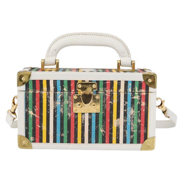 FENDI Vanity Hand Bag Leather 2way Multicolor Gold Auth 155071 - 0