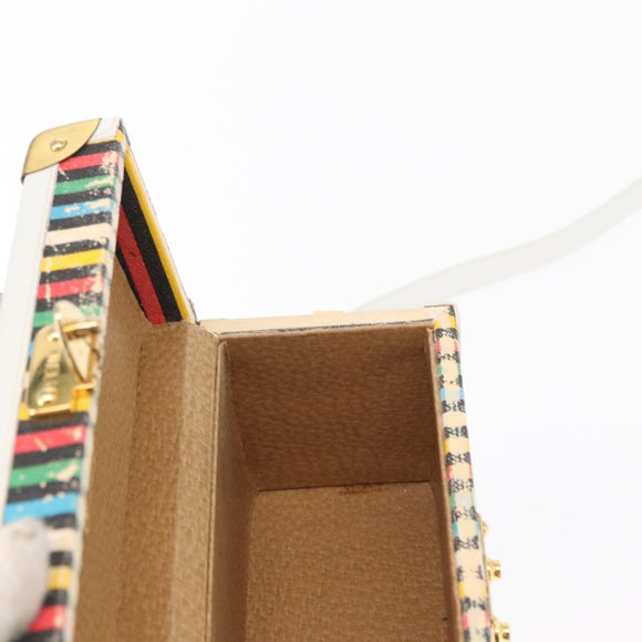 FENDI Vanity Hand Bag Leather 2way Multicolor Gold Auth 155071