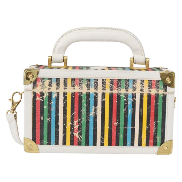 FENDI Vanity Hand Bag Leather 2way Multicolor Gold Auth 155071