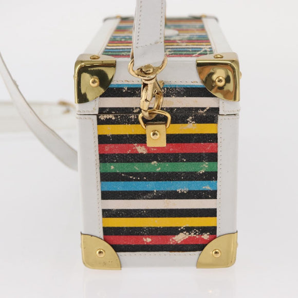 FENDI Vanity Hand Bag Leather 2way Multicolor Gold Auth 155071