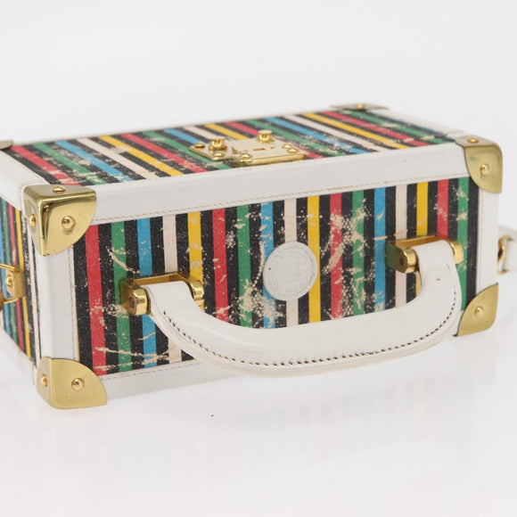 FENDI Vanity Hand Bag Leather 2way Multicolor Gold Auth 155071