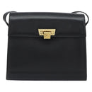 Christian Dior Shoulder Bag Leather Black Gold Auth 155073-13