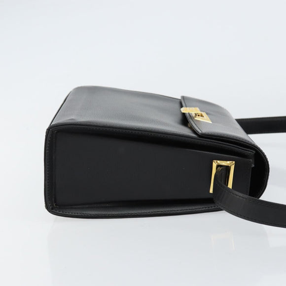 Christian Dior Shoulder Bag Leather Black Gold Auth 155073