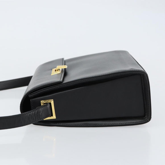 Christian Dior Shoulder Bag Leather Black Gold Auth 155073