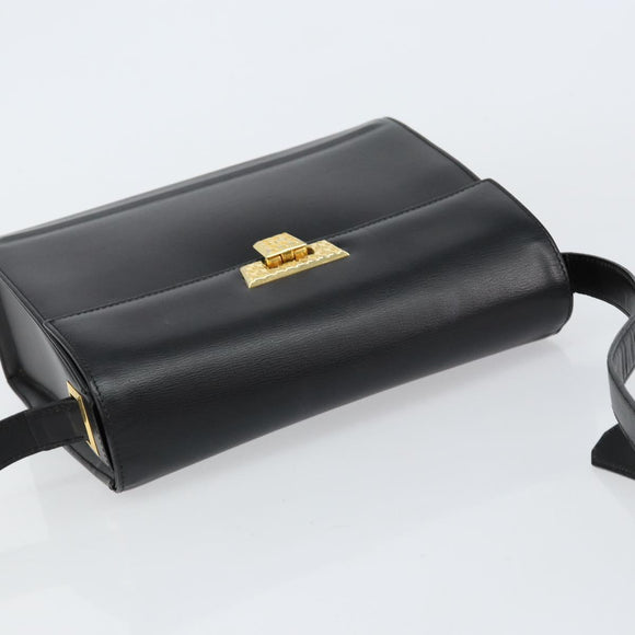 Christian Dior Shoulder Bag Leather Black Gold Auth 155073