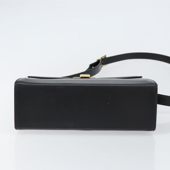 Christian Dior Shoulder Bag Leather Black Gold Auth 155073