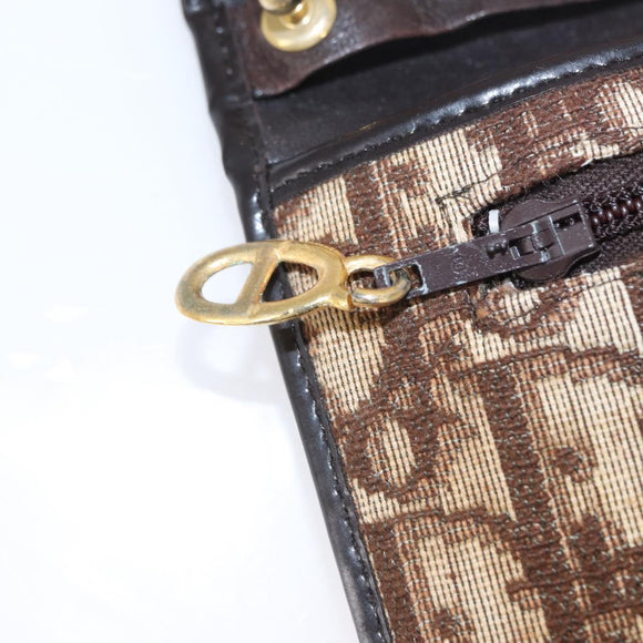 Christian Dior Trotter Canvas Shoulder Bag Brown Auth 155074