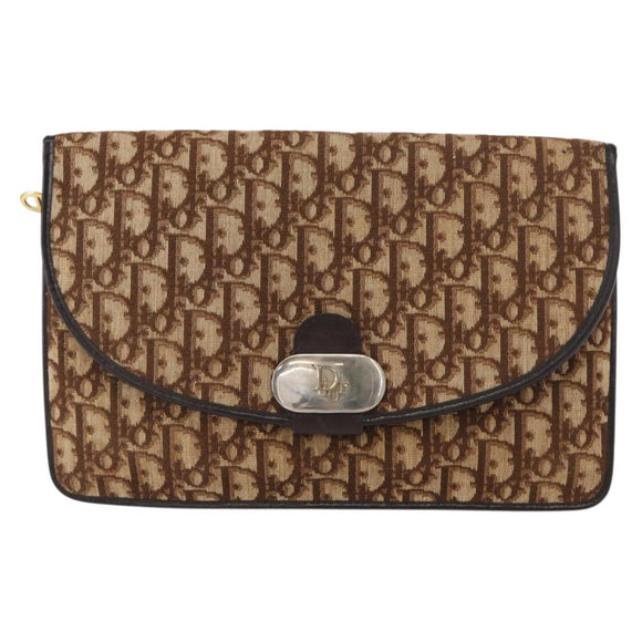Christian Dior Trotter Canvas Shoulder Bag Brown Auth 155074