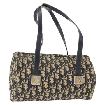 Christian Dior Trotter Canvas Hand Bag Navy Gold Auth 155076