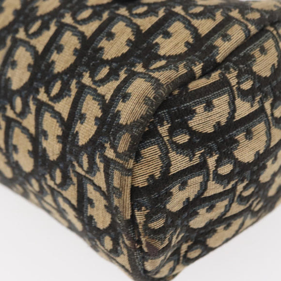 Christian Dior Trotter Canvas Hand Bag Navy Gold Auth 155076