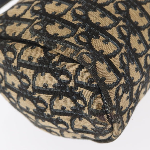 Christian Dior Trotter Canvas Hand Bag Navy Gold Auth 155076