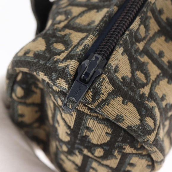 Christian Dior Trotter Canvas Hand Bag Navy Gold Auth 155076