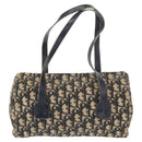 Christian Dior Trotter Canvas Hand Bag Navy Gold Auth 155076-3