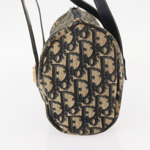 Christian Dior Trotter Canvas Hand Bag Navy Gold Auth 155076