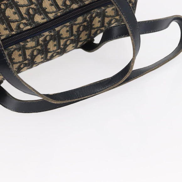 Christian Dior Trotter Canvas Hand Bag Navy Gold Auth 155076