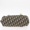 Christian Dior Trotter Canvas Hand Bag Navy Gold Auth 155076-9