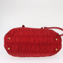 PRADA Hand Bag Nylon Leather 2way Red Gold Auth 155077-11