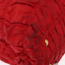 PRADA Hand Bag Nylon Leather 2way Red Gold Auth 155077-12