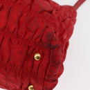 PRADA Hand Bag Nylon Leather 2way Red Gold Auth 155077-13