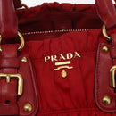PRADA Hand Bag Nylon Leather 2way Red Gold Auth 155077-17