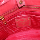 PRADA Hand Bag Nylon Leather 2way Red Gold Auth 155077-18