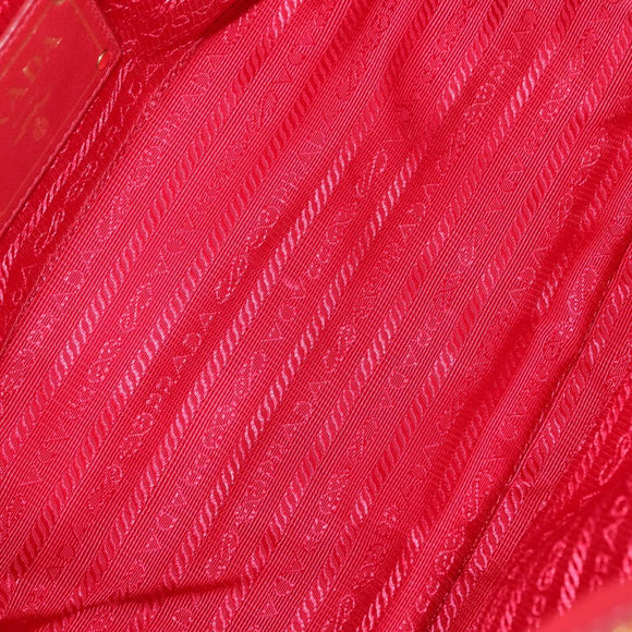 PRADA Hand Bag Nylon Leather 2way Red Gold Auth 155077