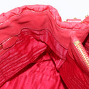 PRADA Hand Bag Nylon Leather 2way Red Gold Auth 155077-20