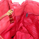 PRADA Hand Bag Nylon Leather 2way Red Gold Auth 155077-21