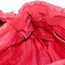 PRADA Hand Bag Nylon Leather 2way Red Gold Auth 155077-24