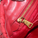 PRADA Hand Bag Nylon Leather 2way Red Gold Auth 155077-25