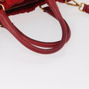 PRADA Hand Bag Nylon Leather 2way Red Gold Auth 155077-7