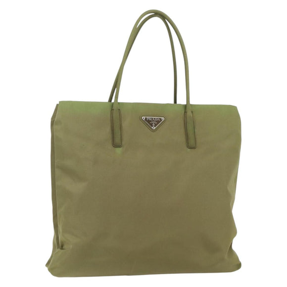 PRADA Tote Bag Nylon Green Silver Auth 155078