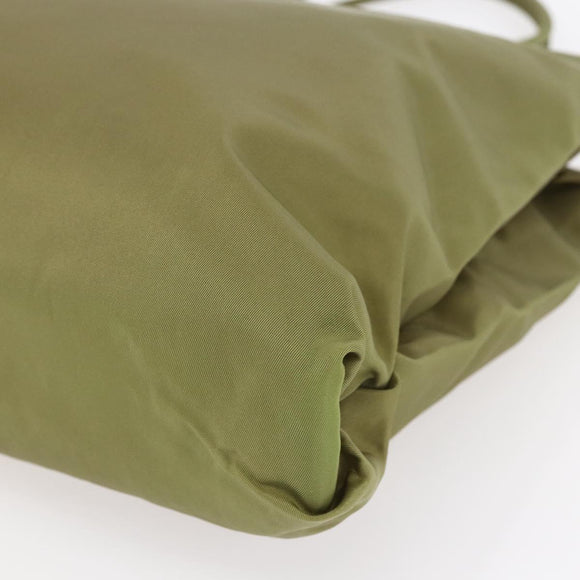 PRADA Tote Bag Nylon Green Silver Auth 155078