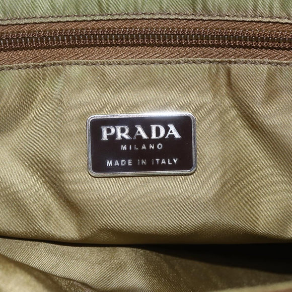 PRADA Tote Bag Nylon Green Silver Auth 155078