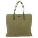 PRADA Tote Bag Nylon Green Silver Auth 155078-13
