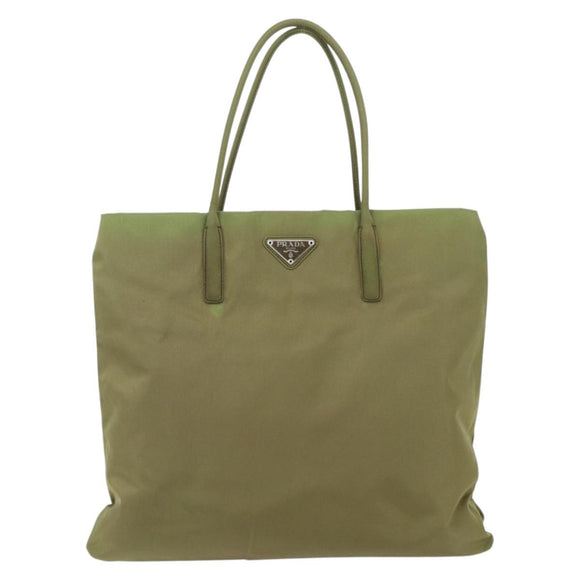 PRADA Tote Bag Nylon Green Silver Auth 155078