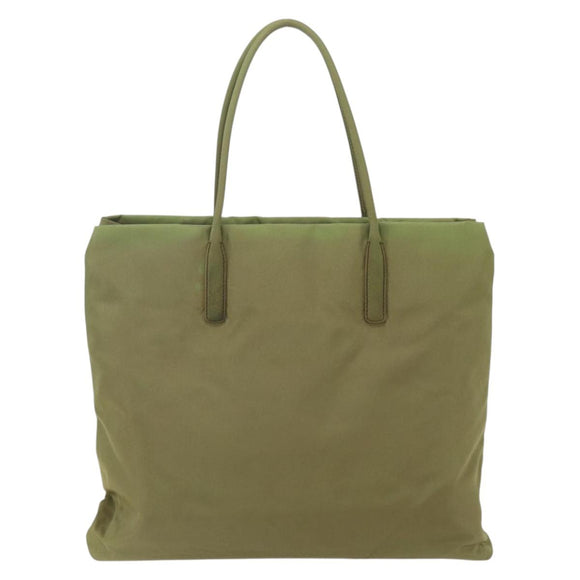 PRADA Tote Bag Nylon Green Silver Auth 155078