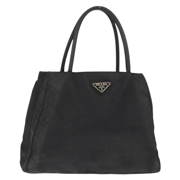 PRADA Tote Bag Nylon Black Silver Auth 155079