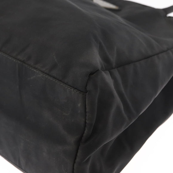 PRADA Tote Bag Nylon Black Silver Auth 155079