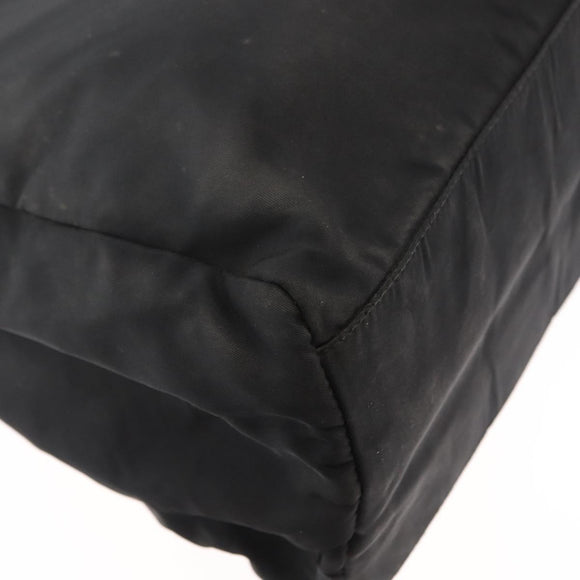 PRADA Tote Bag Nylon Black Silver Auth 155079