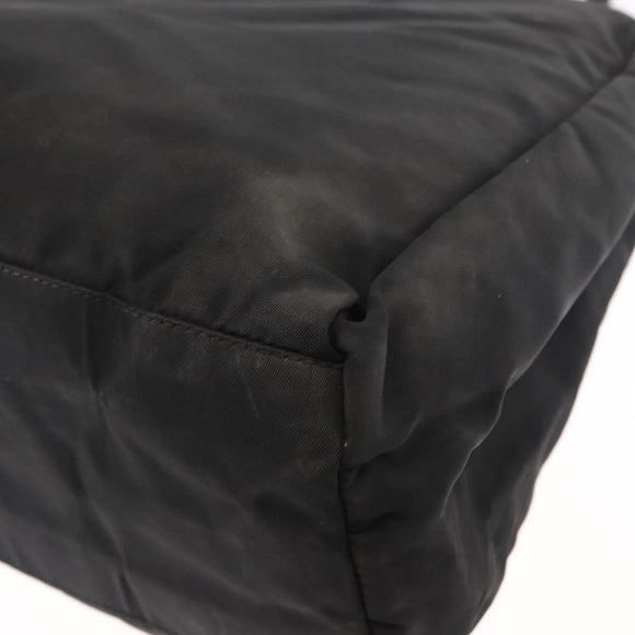 PRADA Tote Bag Nylon Black Silver Auth 155079