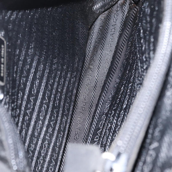 PRADA Tote Bag Nylon Black Silver Auth 155079