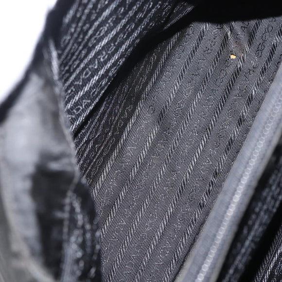 PRADA Tote Bag Nylon Black Silver Auth 155079