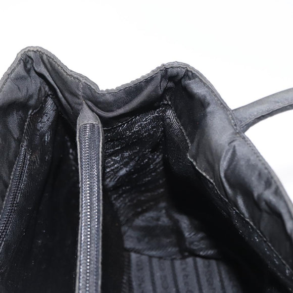 PRADA Tote Bag Nylon Black Silver Auth 155079