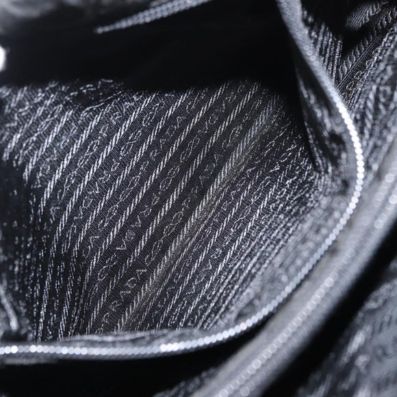 PRADA Tote Bag Nylon Black Silver Auth 155079