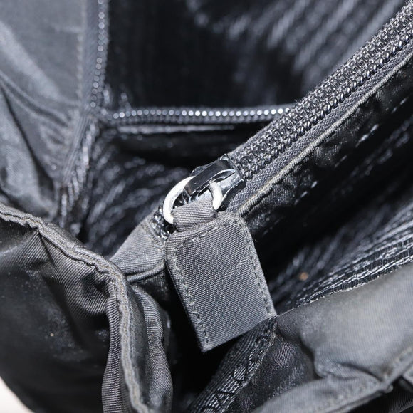 PRADA Tote Bag Nylon Black Silver Auth 155079