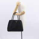 PRADA Tote Bag Nylon Black Silver Auth 155079-28