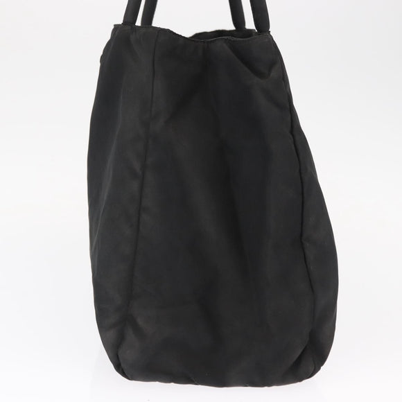 PRADA Tote Bag Nylon Black Silver Auth 155079