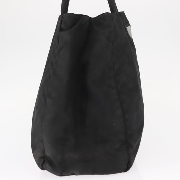 PRADA Tote Bag Nylon Black Silver Auth 155079