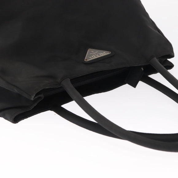 PRADA Tote Bag Nylon Black Silver Auth 155079